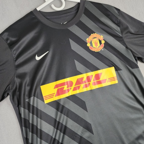 Nike Manchester United Training Shirt DHL Graphic Polyester Black‎ Mens Large L